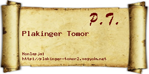 Plakinger Tomor névjegykártya